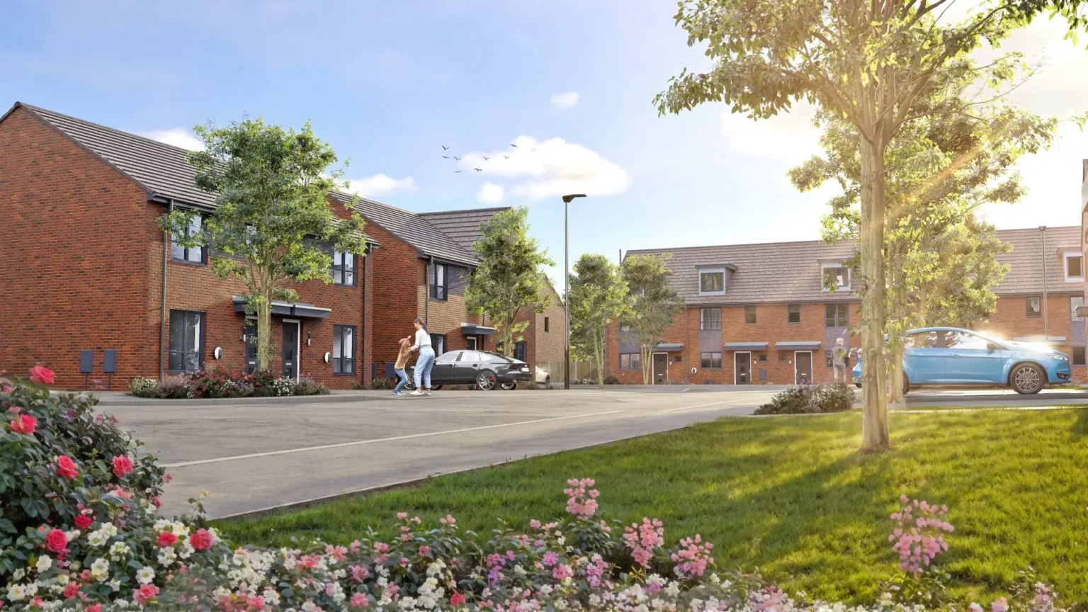 A 3D visualisation of the Hive Homes housing development at Roedeer Gardens, Bury.