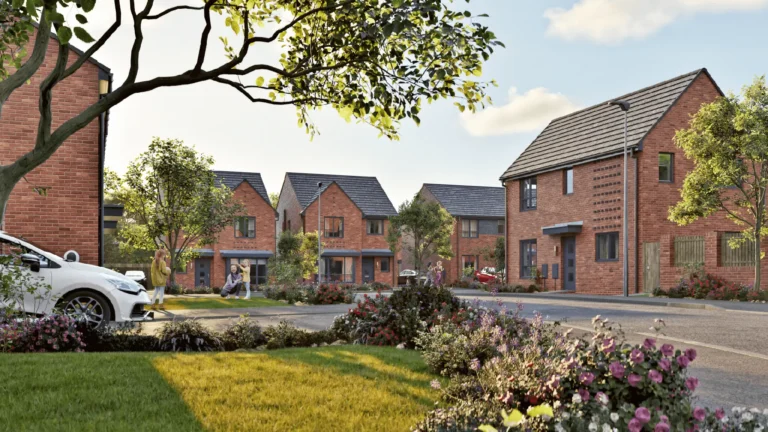 A CGI render of the housing development at Scholars Park, Radcliffe.